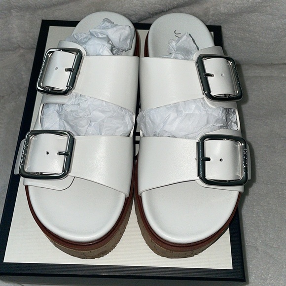 NWT J/SLIDES BELINDA White Leather Sandal - Picture 8 of 15